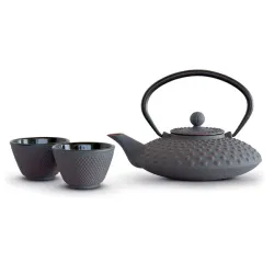 Set teiera in ghisa con filtro e 4 bicchieri colore grigio - WD Lifestyle