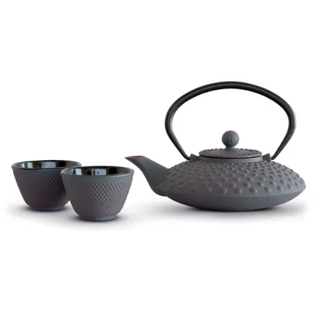 Set teiera in ghisa con filtro e 4 bicchieri colore grigio - WD Lifestyle