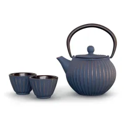 Set teiera in ghisa con filtro e 4 bicchieri Ml.500 colore blu - WD Lifestyle