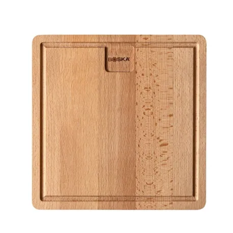 Tagliere di faggio da portata quadrato con scanalatura Amigo Cm.23x23x1,5 - Boska