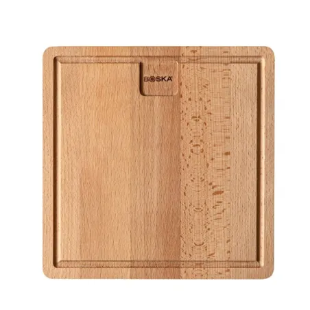 Tagliere di faggio da portata quadrato con scanalatura Amigo Cm.23x23x1,5 - Boska