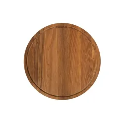 Tagliere di quercia da portata tondo con scanalatura, Friends Cm.34x2 - Boska