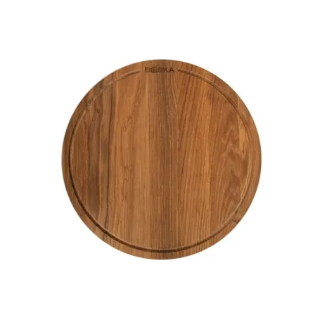 Tagliere di quercia da portata tondo con scanalatura, Friends Cm.34x2 - Boska