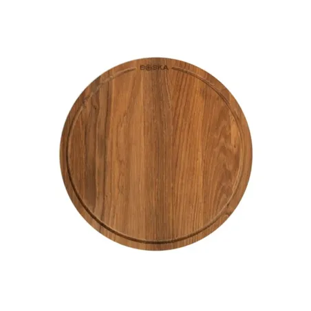 Tagliere di quercia da portata tondo con scanalatura, Friends Cm.34x2 - Boska