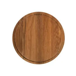 Tagliere di quercia da portata tondo con scanalatura, Friends Cm.40x2 - Boska