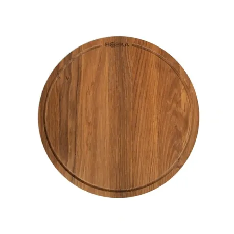 Tagliere di quercia da portata tondo con scanalatura, Friends Cm.40x2 - Boska