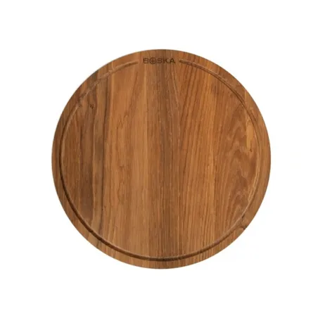 Tagliere di quercia da portata tondo con scanalatura, Friends Cm.40x2 - Boska