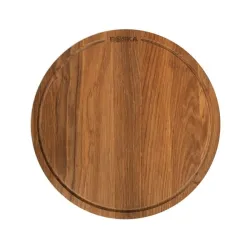 Tagliere di quercia da portata tondo con scanalatura, Friends Cm.47x2 - Boska