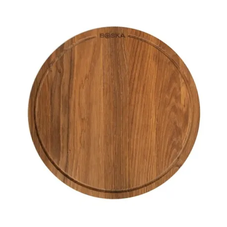Tagliere di quercia da portata tondo con scanalatura, Friends Cm.47x2 - Boska