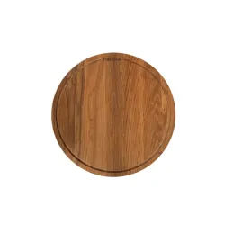 Tagliere di quercia da portata tondo con scanalatura, Friends Cm.29x2 - Boska