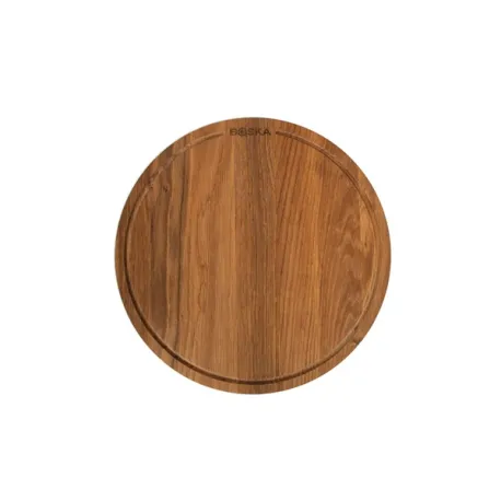 Tagliere di quercia da portata tondo con scanalatura, Friends Cm.29x2 - Boska