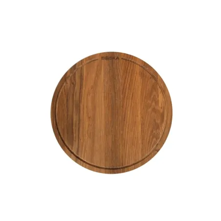 Tagliere di quercia da portata tondo con scanalatura, Friends Cm.29x2 - Boska