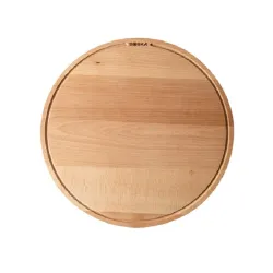 Tagliere di quercia da portata tondo con scanalatura, Friends Cm.34x2 - Boska