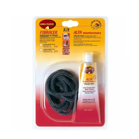 Guarnizione tenuta elastica con silicone nero alta temperatura fibrocer Ml.60