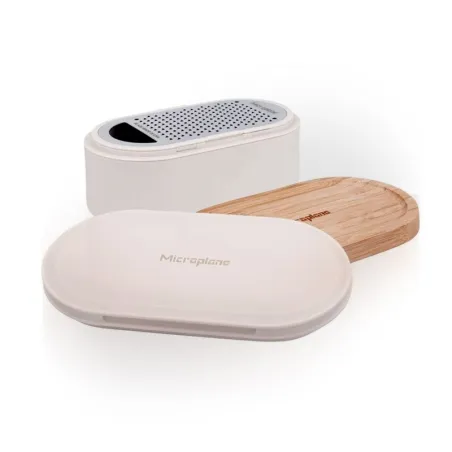 Gratugia Box con contenitore e 2 coperchi cashmere bianco / bambù serie Specialty - Microplane