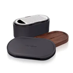 Gratugia Box con contenitore e 2 coperchi grigio scuro / legno di noce serie Specialty - Microplane