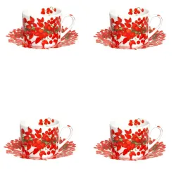Fil Rouge Bacche, Tazza Te/Cappuccino con piatto 4 pezzi - Taitu