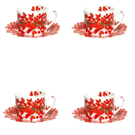 Fil Rouge Bacche, Tazza Te/Cappuccino con piatto 4 pezzi - Taitu