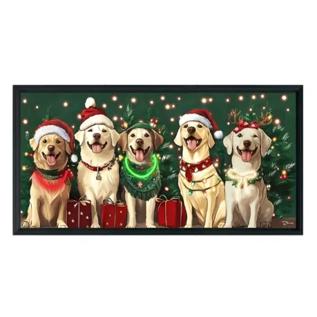 Quadro led, Cani in posa per Natale Cm.80x40 - Palais Royal