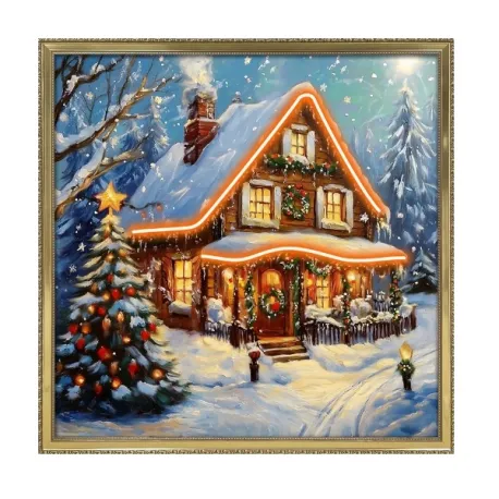 Quadro led, Casa decorata per Natale Cm.60x60 - Palais Royal