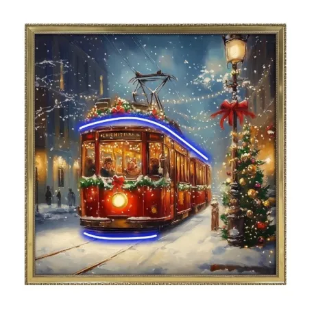 Quadro led, Tram decorato per Natale Cm.60x60 - Palais Royal