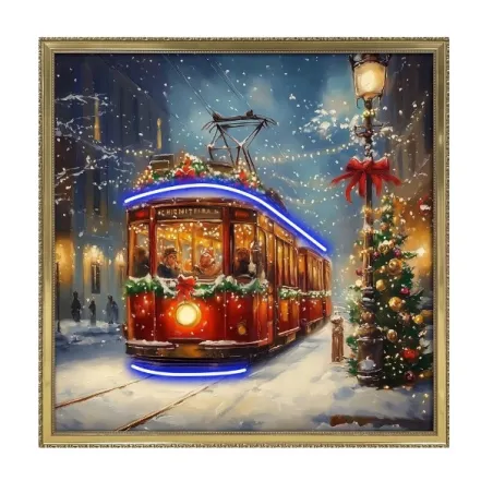 Quadro led, Tram decorato per Natale Cm.60x60 - Palais Royal