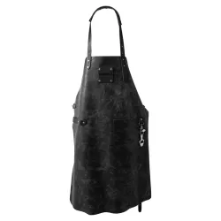 Grembiule bbq Mr. Smith in pelle nera con tracolla regolabile - Boska