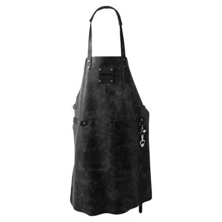 Grembiule bbq Mr. Smith in pelle nera con tracolla regolabile - Boska