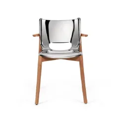 Poele Chair, Sedia monoscocca con braccioli inox - Alessi