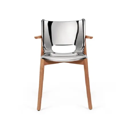 Poele Chair, Sedia monoscocca con braccioli inox - Alessi