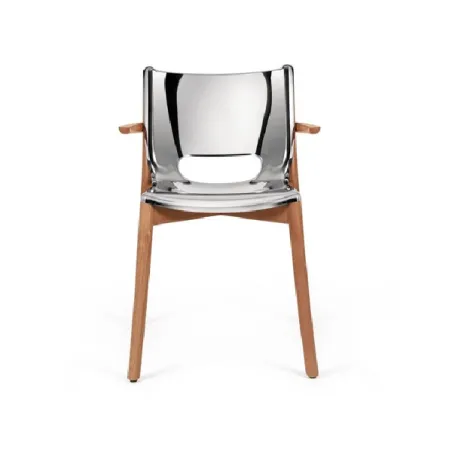 Poele Chair, Sedia monoscocca con braccioli inox - Alessi