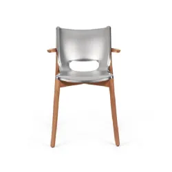 Poele Chair, Sedia monoscocca con braccioli inox satinato - Alessi
