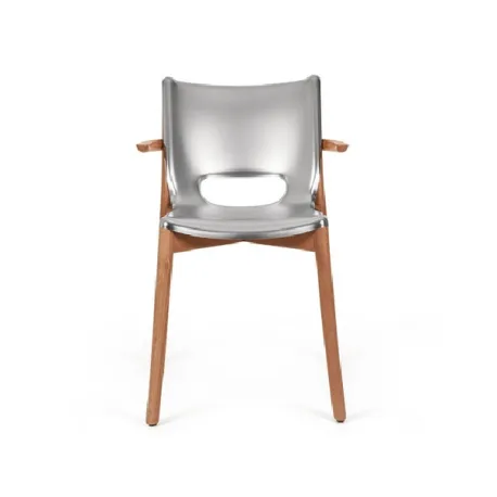 Poele Chair, Sedia monoscocca con braccioli inox satinato - Alessi