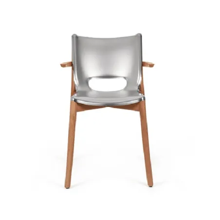Poele Chair, Sedia monoscocca con braccioli inox satinato - Alessi
