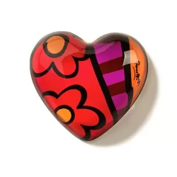 Fermacarte in vetro "cuore e fiori" - Romero Britto