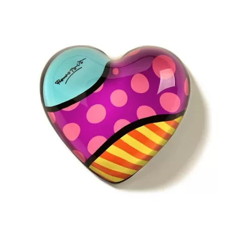 Fermacarte in vetro "cuore con angolo blu" - Romero Britto