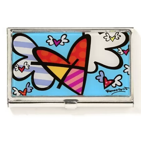 Astuccio in metallo per biglietti da visita / sigarette "flying heart" - Romero Britto