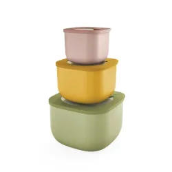 Set 3 contenitorialti 'store&more bio' colori e decori vari - Guzzini