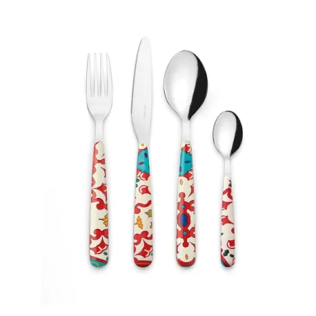 Set 24 posate 'fower&lemon' rosso trasparente - Guzzini