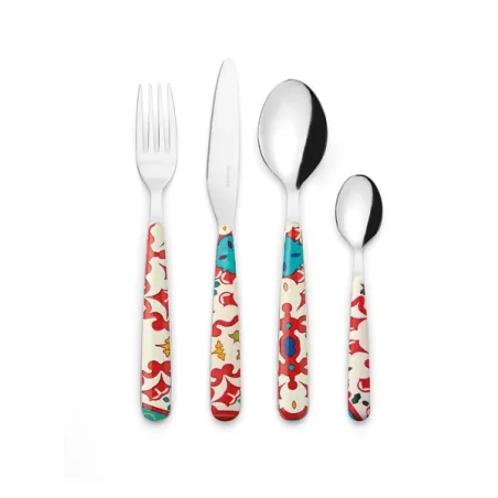 Set 24 posate 'fower&lemon' rosso trasparente - Guzzini
