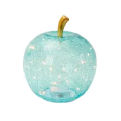Mele Incantate, Mela vetro led azzurra Cm.24 - Lamart