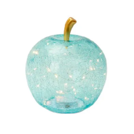 Mele Incantate, Mela vetro led azzurra Cm.24 - Lamart