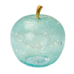 Mele Incantate, Mela vetro led azzurra Cm.30 - Lamart