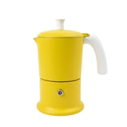 Angelina, Caffettiera per induzione da 3 tazze - Giallo - Made in Italy - Angelina