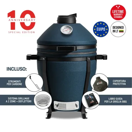 Barbecue kamado a carbone in ceramica, Blu Navy Matte Minimo Evo - Kamado Bono