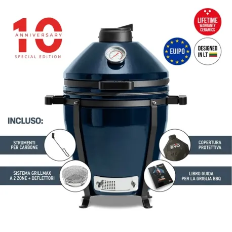 Barbecue kamado a carbone in ceramica, Blu Navy Minimo Evo - Kamado Bono
