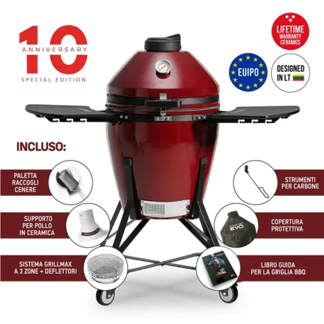 Barbecue kamado a carbone in ceramica, Red Royal Media Evo - Kamado Bono