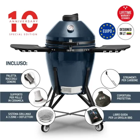 Barbecue kamado a carbone in ceramica, Blu Navy Media Evo - Kamado Bono
