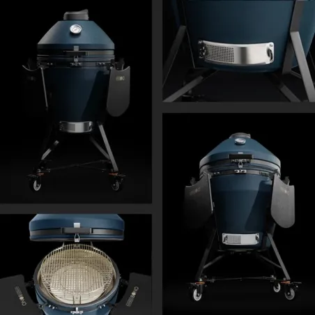 Barbecue kamado a carbone in ceramica, Blu Navy Matte Grande Evo - Kamado Bono