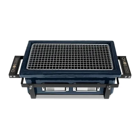 Barbecue a carbone in ceramica rettangolare, Blu Navy Hibachi Evo - Kamado Bono